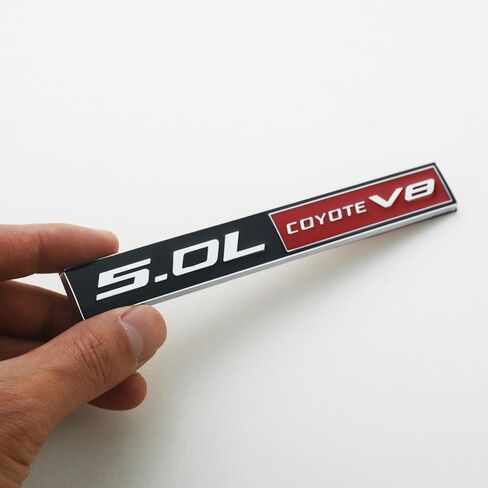 2Pc 5.0L Coyote V8 Engine Emblem Coyote Badge 3D Sticker Door Trunk Nameplate (Chrome Black) in Saudi Arabia