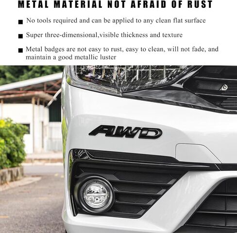 AWD Emblem Sticker, 3D Metal Letter Badge Decal for Car Tailgate Side, Non-Fading AWD Emblem Sticker Fit Vehicle Tailgate Side Fenders, Universal Car Accessories (Black) in Saudi Arabia