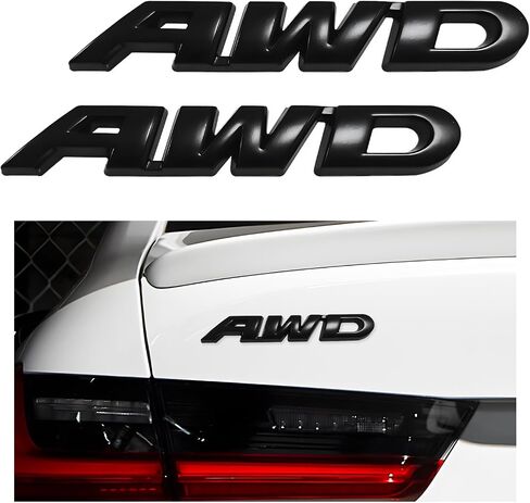 AWD Emblem Sticker, 3D Metal Letter Badge Decal for Car Tailgate Side, Non-Fading AWD Emblem Sticker Fit Vehicle Tailgate Side Fenders, Universal Car Accessories (Black) in Saudi Arabia