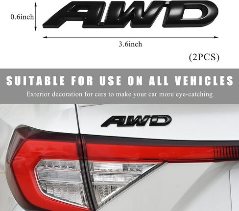 AWD Emblem Sticker, 3D Metal Letter Badge Decal for Car Tailgate Side, Non-Fading AWD Emblem Sticker Fit Vehicle Tailgate Side Fenders, Universal Car Accessories (Black) in Saudi Arabia