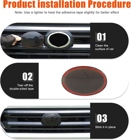 Car Front Grill Logo Frame Tinted Cover Trim Emblem for Toyota Tacoma 2024 2025, Logo Emblem Decoration Accessories (Black) in Saudi Arabia