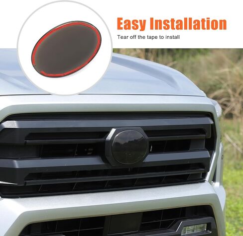 Car Front Grill Logo Frame Tinted Cover Trim Emblem for Toyota Tacoma 2024 2025, Logo Emblem Decoration Accessories (Black) in Saudi Arabia