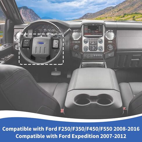 Carbon Fiber Steering Wheel Trim Cover Compatible with Ford F250/F350/F450/F550 2008-2016, for Expedition 2007-2012 in Saudi Arabia