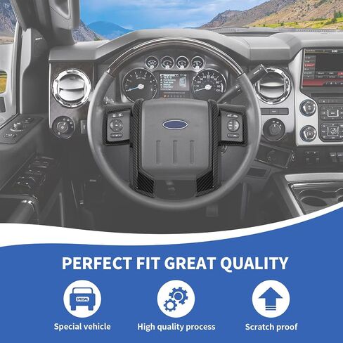 Carbon Fiber Steering Wheel Trim Cover Compatible with Ford F250/F350/F450/F550 2008-2016, for Expedition 2007-2012 in Saudi Arabia