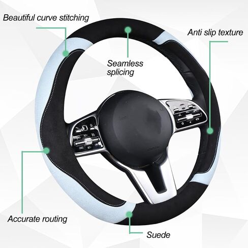 HZEL Car Steering Wheel Cover, Elastic Stretch Soft Anti-Slip Suede Vehicle Protector, Comfortable Warm Automotive Interior Decoration Accessories, Universal for SUV, Truck, RV(Black) in Saudi Arabia