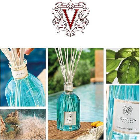 Dr. Vranjes - Acqua 250 ML Diffuser + حزمة مزدوجة من العصي البيضاء (حزمة 3 قطع) - عطر المنزل الفاخر ، مصنوع في إيطاليا ، رائحة رئيسية: البحرية والطازجة ، الريحان ، الملاحظات البحرية ، المسك الأبيض in Kuwait