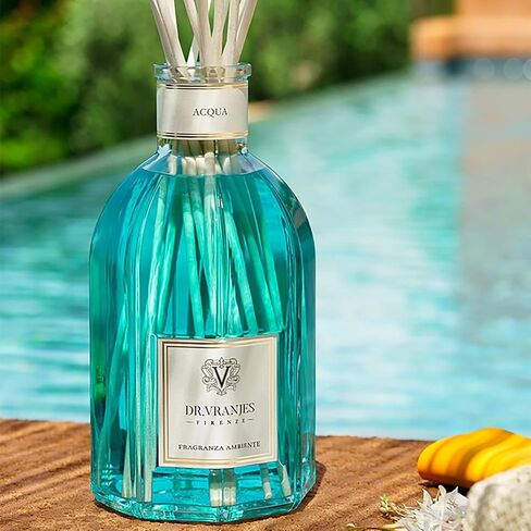 Dr. Vranjes - Acqua 250 ML Diffuser + حزمة مزدوجة من العصي البيضاء (حزمة 3 قطع) - عطر المنزل الفاخر ، مصنوع في إيطاليا ، رائحة رئيسية: البحرية والطازجة ، الريحان ، الملاحظات البحرية ، المسك الأبيض in Kuwait