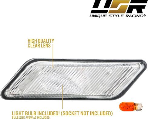 مصابيح علامة الجانبية USR Z3 - نمط يورو عدسة واضحة ، مصابيح Sidemarkers مجموعة (يسار + يمين) متوافقة مع 1996-2002 BMW Z3 Roadster/M Roadster/M Coupe in Saudi Arabia
