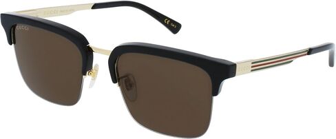 Gucci GG1226S 001 نظارات شمسية للرجال الأسود/الذهبي/البني المربع 53 ملم in Saudi Arabia