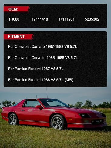 FJ680 حقن الوقود 8pcs 5.7L فقط لشيفروليه كامارو 1987 1988 ، كورفيت 1986 1987 1988 ؛ ل Pontiac Firebird 1987 1988،5235302 ، 17111961 in Saudi Arabia