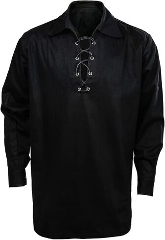 SOLOTIMES Men’s Scottish Jacobite Ghillie Kilt Highland Shirt Long Sleeve Lace Up Medieval Renaissance Pirate Costume in Saudi Arabia