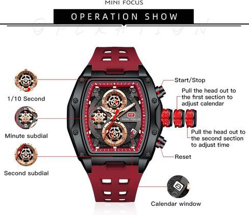 MF MINI FOCUS Men Watches Unique Wrist Watches (Chronograph/Waterproof/Luminous/Calendar) Soft Silicon Band Fashion Watches for Men in Saudi Arabia