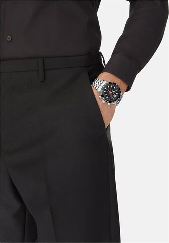 Versace Hellenyium Chrono Collection Luxury Mens Watches مع سوار فضي يضم علبة من الفولاذ المقاوم للصدأ واتصل أسود in Saudi Arabia