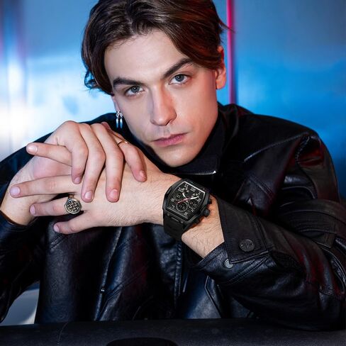 Mens Watches for Men Unique Rectangle Watches Military Digital Analog Sports Outdoor Watch White Wristwatch with Alarm,Stopwatch,Countdown,Hourly Chime,Luminous and Waterproof Multi-Function Watch in Saudi Arabia