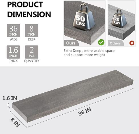 Fun Memories White Floating Shelves for Wall 16.5 Inch Long - Wall Storage with Metal Bracket - Small Wall Mounted Organizer - Wooden Nursery Book Shelves - Modern Hanging Shelves for Bedroom in Kuwait