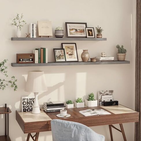 Fun Memories White Floating Shelves for Wall 16.5 Inch Long - Wall Storage with Metal Bracket - Small Wall Mounted Organizer - Wooden Nursery Book Shelves - Modern Hanging Shelves for Bedroom in Kuwait