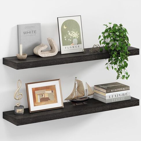 Fun Memories White Floating Shelves for Wall 16.5 Inch Long - Wall Storage with Metal Bracket - Small Wall Mounted Organizer - Wooden Nursery Book Shelves - Modern Hanging Shelves for Bedroom in Kuwait