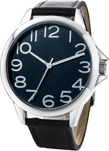 NUOVO Men Quartz Watch with Leather Strap Wrist Watch - Classic Arabic Numbers, White, Dress, Fashion Simple Style in Kuwait