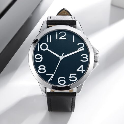 NUOVO Men Quartz Watch with Leather Strap Wrist Watch - Classic Arabic Numbers, White, Dress, Fashion Simple Style in Kuwait