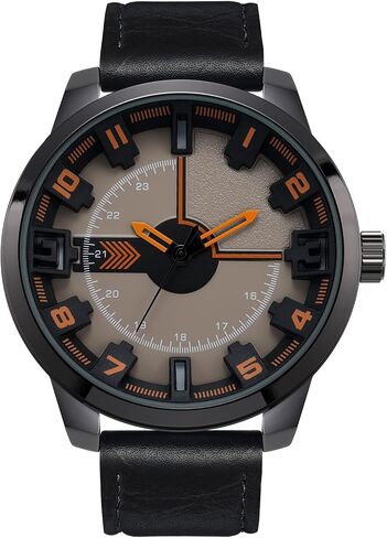 NUOVO Men Quartz Watch with Leather Strap Wrist Watch - Classic Arabic Numbers, White, Dress, Fashion Simple Style in Saudi Arabia