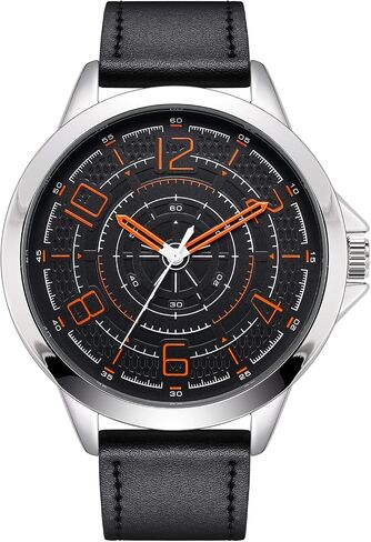 NUOVO Men Quartz Watch with Leather Strap Wrist Watch - Classic Arabic Numbers, White, Dress, Fashion Simple Style in Saudi Arabia