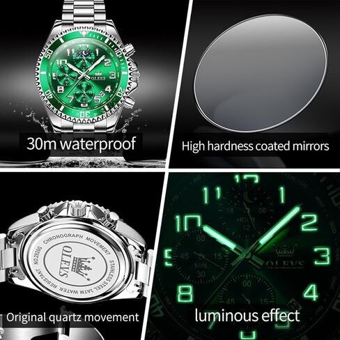 OLEVS Mens Watches Chronograph Watch Luxury Dress Stainless Steel Waterproof Watches for Men Moon Phase Luminous Business Calendar Wrist Watch Blue/Black/Green/Gold/Face in Saudi Arabia
