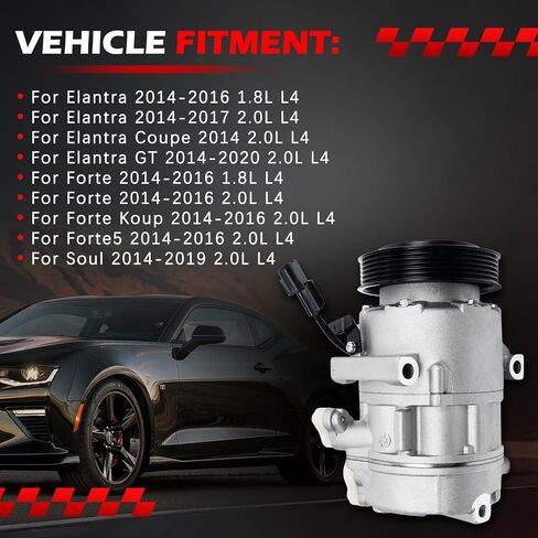 AC Compressor Fit for for Elantra 2014-2017 1.8L 2.0L, Forte Forte5 Forte Koup 2014-2016, Soul 2014-2019, A/C Air Conditioning Compressors with Clutch Replace for 197383, 198383, 97701A5800 in Saudi Arabia