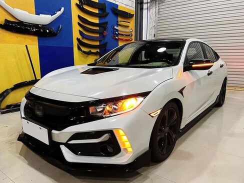 Ijdmtoy jdm gt-stype dark-out amber amber full led led just idber lights متوافقة مع Honda 2016-2021 Civic ، استبدل OEM Amber Front Reflex in Saudi Arabia