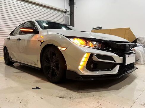 Ijdmtoy jdm gt-stype dark-out amber amber full led led just idber lights متوافقة مع Honda 2016-2021 Civic ، استبدل OEM Amber Front Reflex in Saudi Arabia