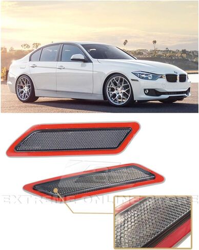 Extreme Online Store Replacement For 2012-2015 BMW F30 F31 3-Series BASE Bumper Model | Factory Style Front Bumper Fender Reflector Side Marker Lights Turn Signal Lamps (Crystal Smoke) in Saudi Arabia