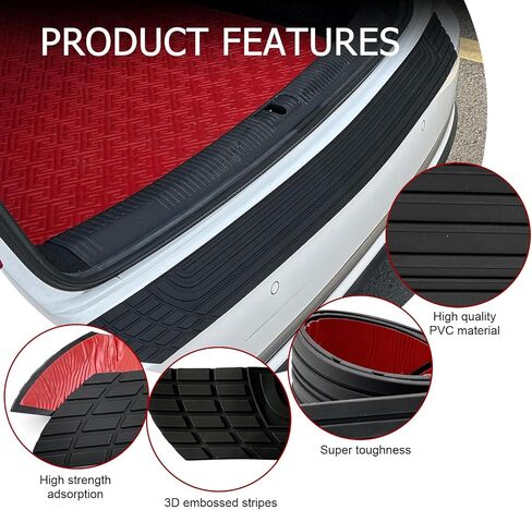 MLY 1 PC PRECTERSTERSTERSTERSSTERCH 35.43 "X 2.76" Car Rubber Anti-Scratch Pumper Guard ، تعديل شريط حماية السيارات ، إكسسوارات خارجية عالمية لغطاء المصد الخلفي (أسود) in Saudi Arabia