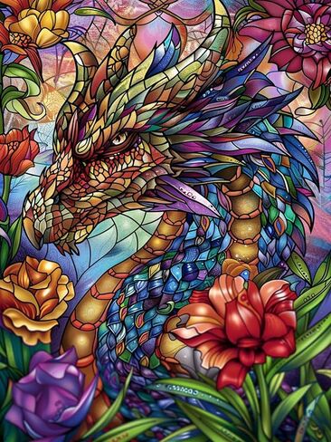 Vaiieyyo 5d Diy Diamond Art Kits للبالغين التنين ، حيوان الماس للحيوان ، الطلاء حسب عدد الحفر الكاملة جولة القماش الحرف Rhinestone for Home Wall Decor Gift 12x16 inch-24 in Kuwait