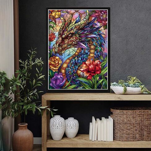 Vaiieyyo 5d Diy Diamond Art Kits للبالغين التنين ، حيوان الماس للحيوان ، الطلاء حسب عدد الحفر الكاملة جولة القماش الحرف Rhinestone for Home Wall Decor Gift 12x16 inch-24 in Kuwait