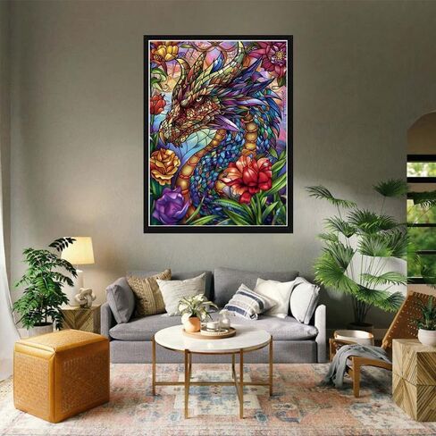 Vaiieyyo 5d Diy Diamond Art Kits للبالغين التنين ، حيوان الماس للحيوان ، الطلاء حسب عدد الحفر الكاملة جولة القماش الحرف Rhinestone for Home Wall Decor Gift 12x16 inch-24 in Kuwait