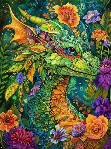 Vaiieyyo 5d Diy Diamond Art Kits للبالغين التنين ، حيوان الماس للحيوان ، الطلاء حسب عدد الحفر الكاملة جولة القماش الحرف Rhinestone for Home Wall Decor Gift 12x16 inch-24 in Kuwait