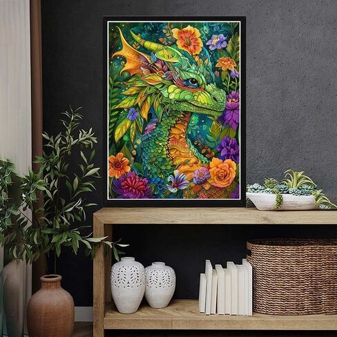Vaiieyyo 5d Diy Diamond Art Kits للبالغين التنين ، حيوان الماس للحيوان ، الطلاء حسب عدد الحفر الكاملة جولة القماش الحرف Rhinestone for Home Wall Decor Gift 12x16 inch-24 in Kuwait