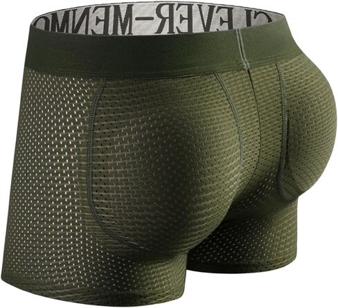 Mesh Mens Padded Underwear Butt Enhancer High Waisted Shapewear Butt Lifter Boxers with Detachable Pads in Kuwait