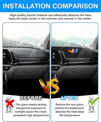 Autorder Dashboard Cover Mat for 2017-2022 Kia NIRO Accessories Dash Cover Flannel Dash Mat Sunshade Glare UV Rays Protector in Kuwait