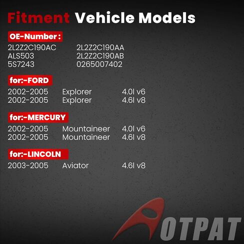 مستشعر سرعة عجلات ABS الأيسر أو الأيمن الخلفي لـ: -ford Explorer 2002-2005 ، لـ: -lincoln Aviator 2003-2005 ، لـ: -kiter Mountaineer 2002-2005 4.0L V6 4.6L V8 استبدل# 2L2Z2C190AC ، ALS503 ، 5S7243 in Saudi Arabia