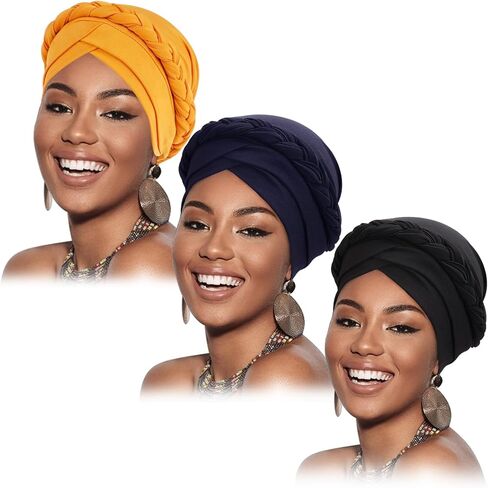 DRESHOW عمامة غطاء شعر جدائل ملتوية مسبقًا مربوط قبعة التفاف قبعة أفريقية أغطية رأس للنساء السود غطاء للسرطان الكيميائي in Kuwait