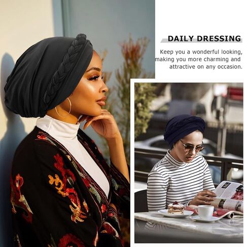 DRESHOW عمامة غطاء شعر جدائل ملتوية مسبقًا مربوط قبعة التفاف قبعة أفريقية أغطية رأس للنساء السود غطاء للسرطان الكيميائي in Kuwait