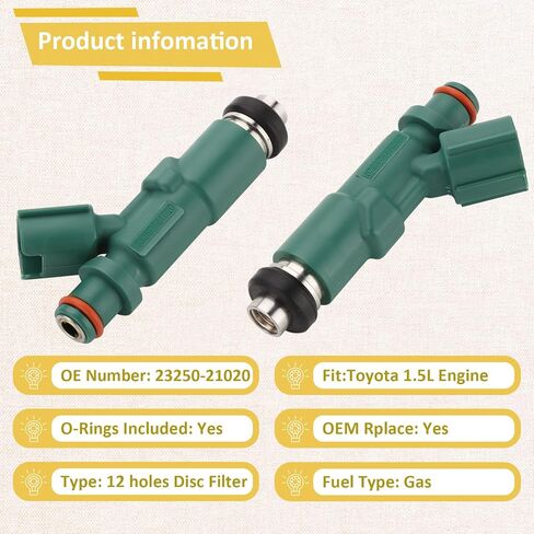 2001-2009 1NZ-FXE 1.5L Fuel Injectors,Compatible with/Toyota 1.5 Prius Echo 2001-2009,Compatible with/Scion xA xB 2004-2006 |12 Holes| |Set of 4| |#23250-21020| in Saudi Arabia