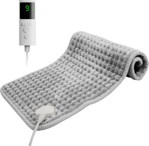 Heating Pad for Back Pain, 12''×24'' Heating Pad for Period Cramps Neck Shoulder Knee Leg with 9 Heat Settings Auto Shut-Off and Rapid-Heating, Ideal Gift for Family and Friends, Gray in Saudi Arabia