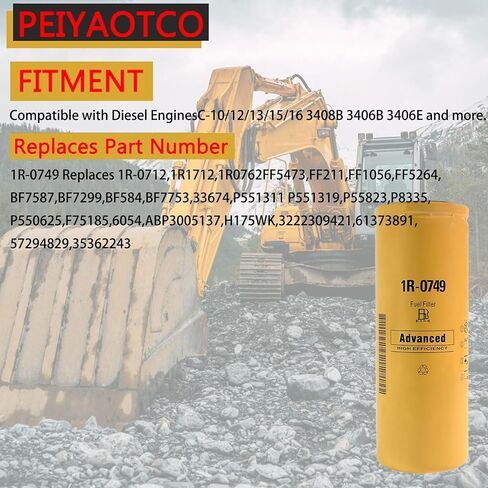 1R-0749 Fuel Filter Compatible With Caterpillar Cat Engine Engine Fuel Filter Elements Kit Replaces LFF5823B LFF2749 308-9679 33674 FF5264 6PACK in Saudi Arabia