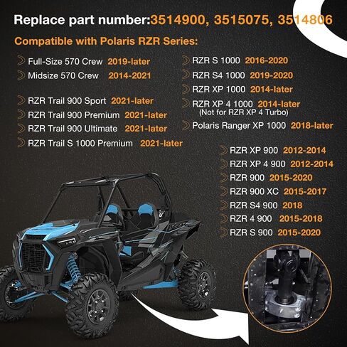 طقم محامل حامل عمود القيادة متوافقة مع Polaris RZR S/S4/XP/900/1000 محمل حامل للخدمة الثقيلة ، استبدل 3514900 ، 3515075 ، 3514806 Silver in Saudi Arabia