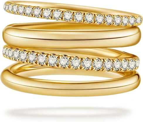 COLOYAN 18K Gold Plated Stackable Rings for Women Non Tarnish, Mixed Metals Multi Ring, Colored Cubic Zirconia Stacking Rings Jewelry in Kuwait