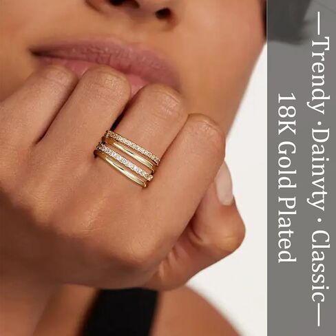 COLOYAN 18K Gold Plated Stackable Rings for Women Non Tarnish, Mixed Metals Multi Ring, Colored Cubic Zirconia Stacking Rings Jewelry in Kuwait