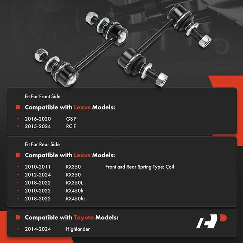 A-Premium 2 x Rear Sway Bar Links Stabilizer Bar Links, Compatible with Toyota Highlander 2014-2024 & Lexus RX350 2010-2024, RX350L/RX450hL 2018-2022, RX450h 2010-2022, GS F 2016-2020, RC F 2015-2024 in Saudi Arabia