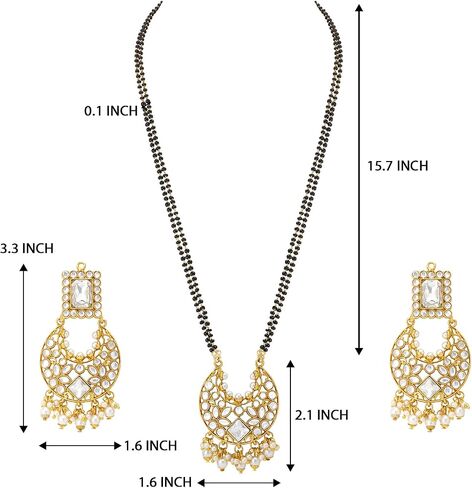 Aheli Indian Traditional Bollywood Ethnic Faux Stone Mangalsutra Necklace with Earrings Jewelry Set Gift for Women in Kuwait
