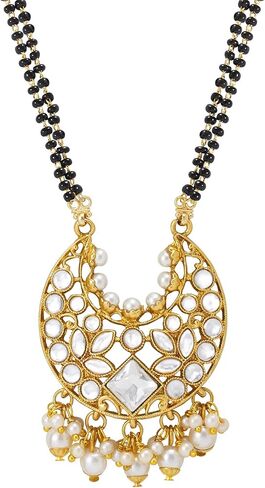 Aheli Indian Traditional Bollywood Ethnic Faux Stone Mangalsutra Necklace with Earrings Jewelry Set Gift for Women in Kuwait